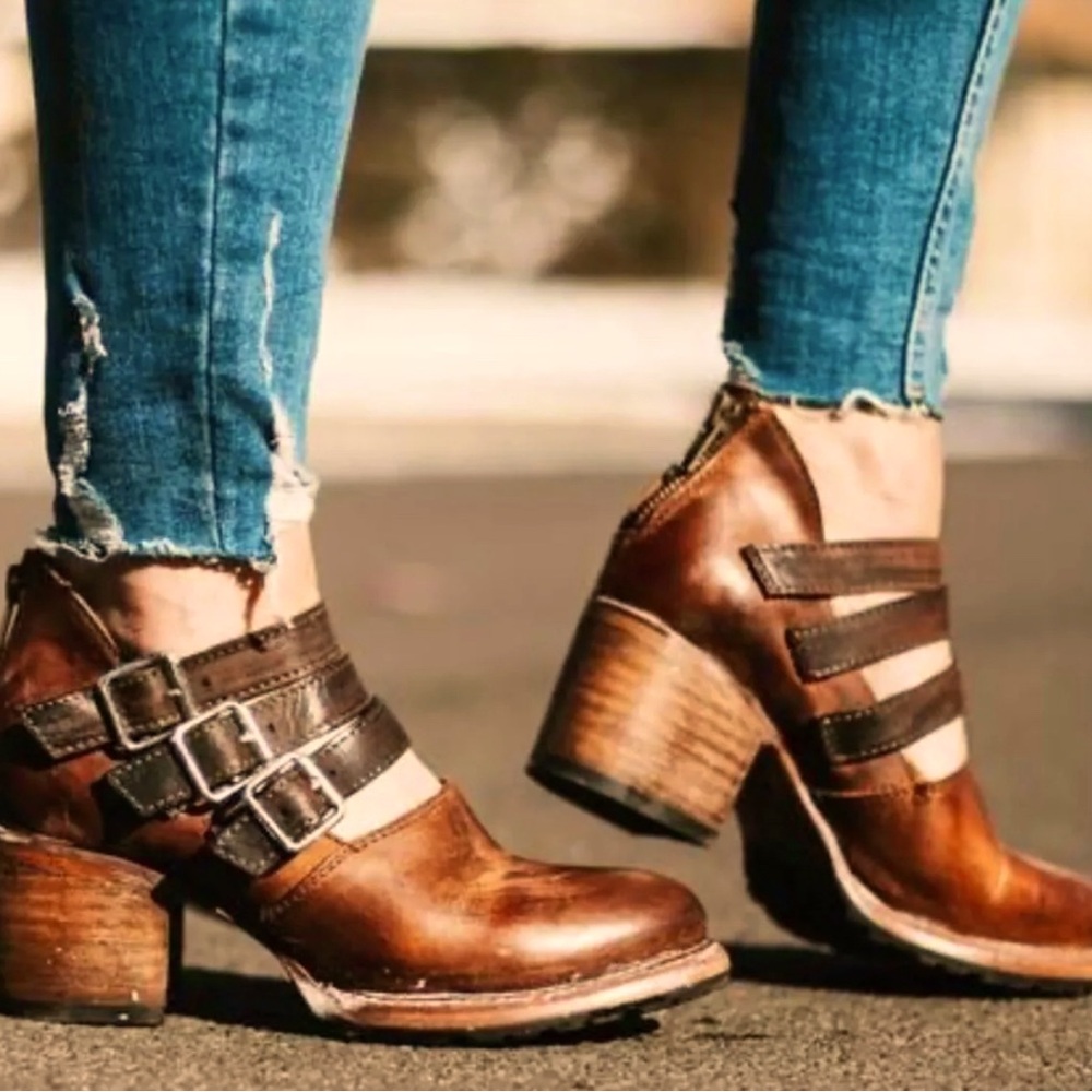Freebird by Steven Dawson Leather Bootie 8 (NIB) Cognac Womens